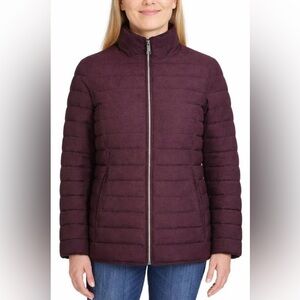 Nautica Water Resistant Puffer Jacket Burgundy Wine M NWT Recycled Fill Zip Coat